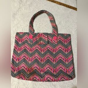 mark. Pink and Black Chevron Tote